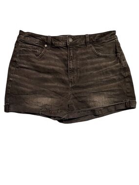 American Eagle Outfitters Mom Shorts Faded Black Denim Raw Hem Shorts